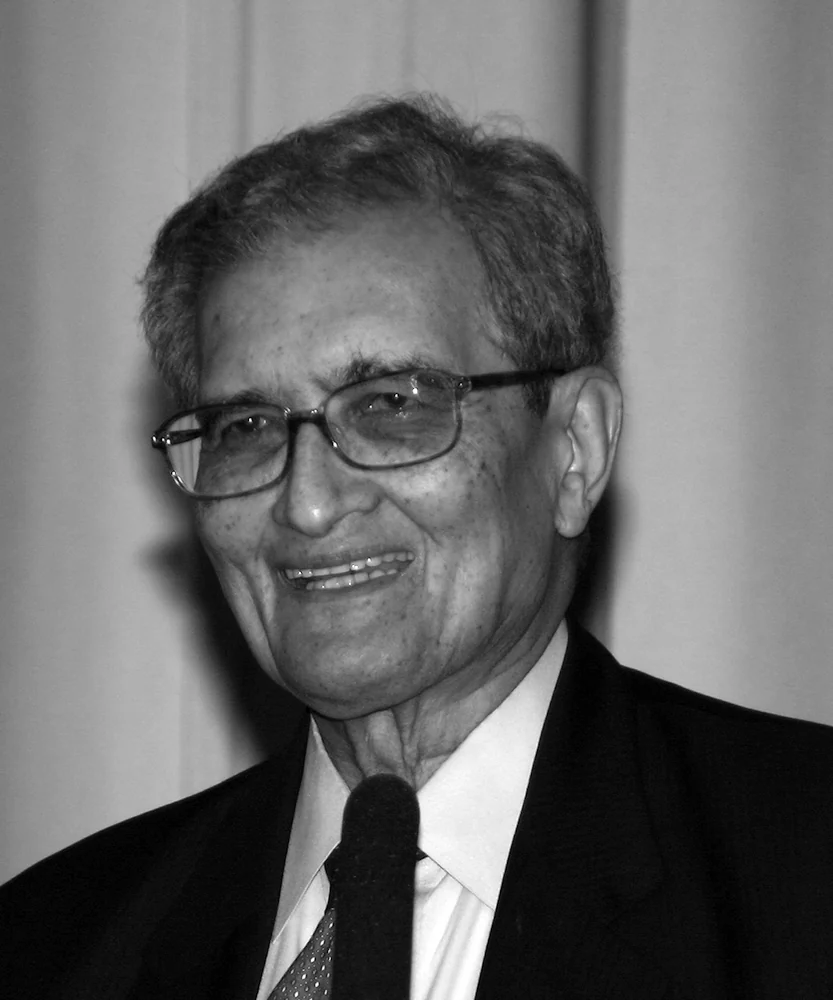 Amartya Sen in Elke Wetzig’s complete supplied photograph at a Cologne lecture in 2007.