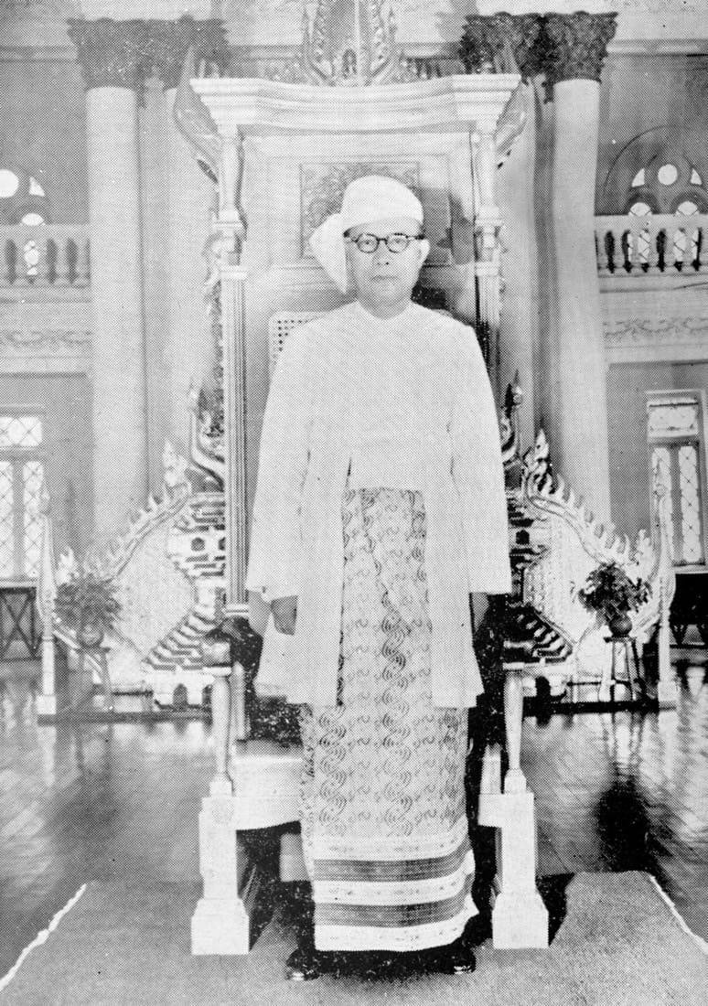 President Ba U in ceremonial dress in 1955