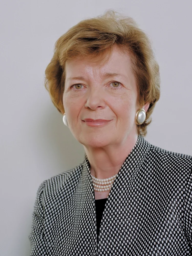 Mary Robinson in a 2014 head-and-upper-body portrait; this is a later photograph, not an image from her 1990 election.