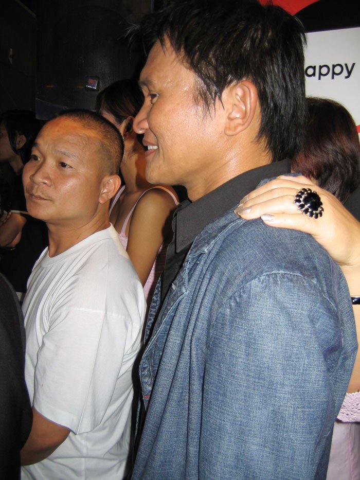 Panna Rittikrai with Petchtai Wongkamlao at the Tom-Yum-Goong press screening in Bangkok, 4 August 2005