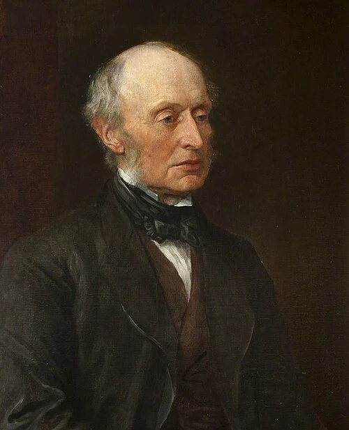 William George Armstrong in a dark coat in George Frederic Watts’s complete 1878 oil portrait.
